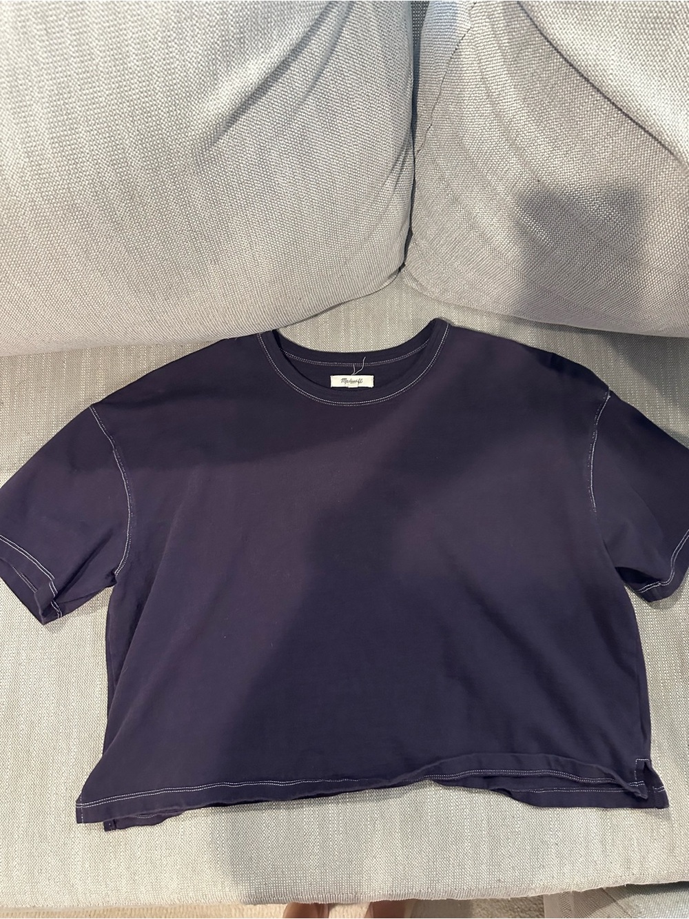 Madewell Crop Crewneck Tee in Deep Navy